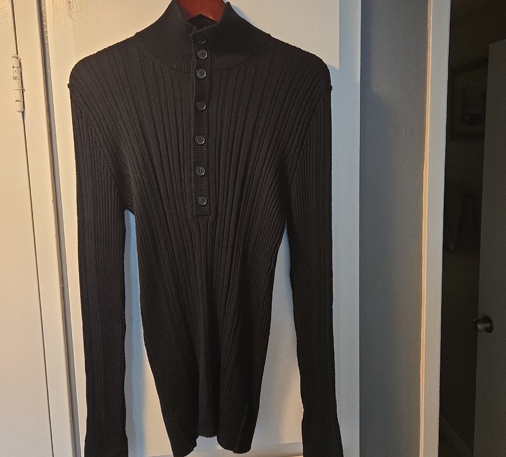 Dolce & Gabbana Black Ribbed Zip-Up Mock Neck Sweater